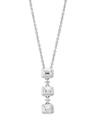 Diamond Octagon & Round Linear 18" Pendant Necklace (1/2 ct. t.w.) in 10k White Gold