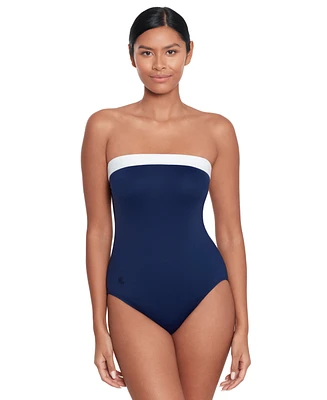 Lauren Ralph Women's Modern Bandeau One Piece Swimsuit