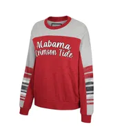 Women's Colosseum Crimson, Heather Gray Alabama Crimson Tide Baby Talk Pullover Sweatshirt