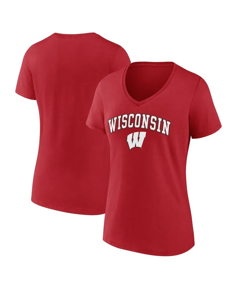 Women's Fanatics Wisconsin Badgers Evergreen Campus V-Neck T-shirt