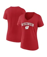 Women's Fanatics Wisconsin Badgers Evergreen Campus V-Neck T-shirt