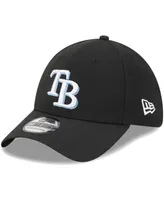 Men's New Era Black Tampa Bay Rays Logo 39THIRTY Flex Hat