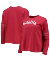 Women's Original Retro Brand Crimson Alabama Crimson Tide Vault Vintage-Like Stripe Long Sleeve T-shirt