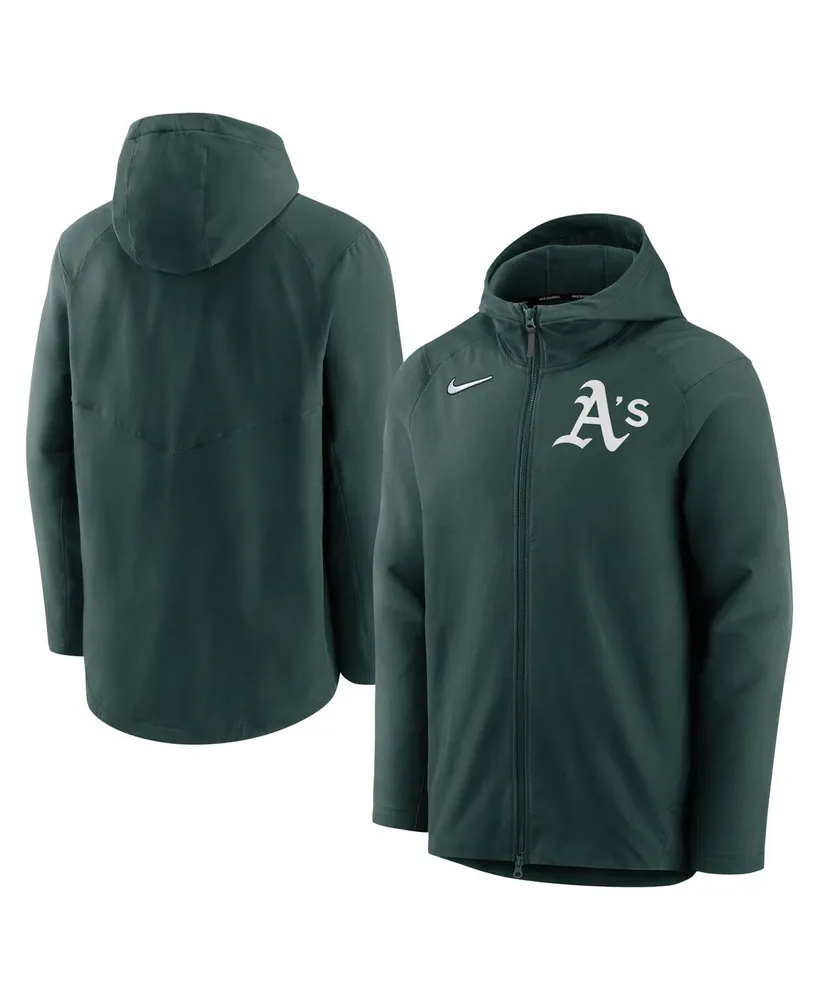 Men's Nike Green Oakland Athletics Authentic Collection Performance Raglan Full-Zip Hoodie