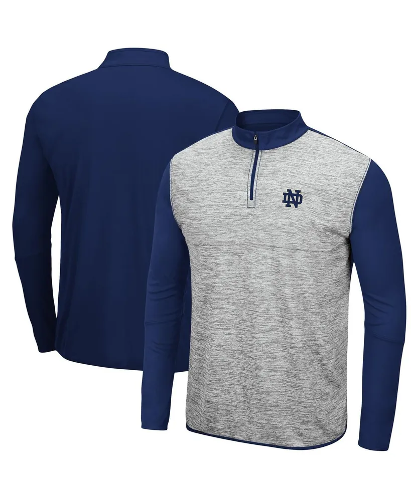 Men's Colosseum Heathered Gray, Navy Notre Dame Fighting Irish Prospect Quarter-Zip Jacket