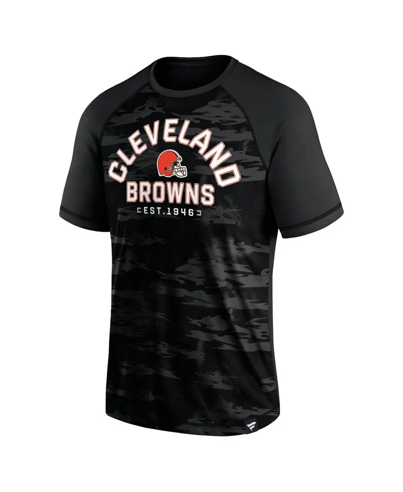 Men's Fanatics Cleveland Browns Blackout Hail Mary Raglan T-shirt