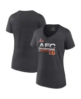 Women's Fanatics Heathered Charcoal Cincinnati Bengals 2021 Afc Champions Locker Room Trophy Collection V-Neck T-shirt