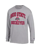 Men's Champion Heather Gray Ohio State Buckeyes High Motor Long Sleeve T-shirt