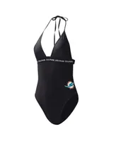 Women's G-iii 4Her by Carl Banks Black Miami Dolphins Full Count One-Piece Swimsuit