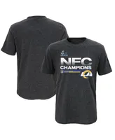 Big Boys Fanatics Heathered Charcoal Los Angeles Rams 2021 Nfc Champions Locker Room Trophy Collection T-shirt