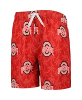 Big Boys Wes & Willy Scarlet Ohio State Buckeyes Palm Tree Swim Shorts