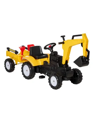 Aosom Kid's Ride-On Toy, Pedal Digger Construction Car,