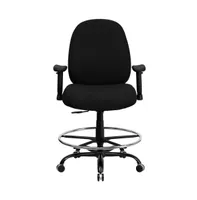 Emma+Oliver Big & Tall 400 Lb. Rated High Back Fabric Ergonomic Drafting Chair With Adjustable Back Height And Arms