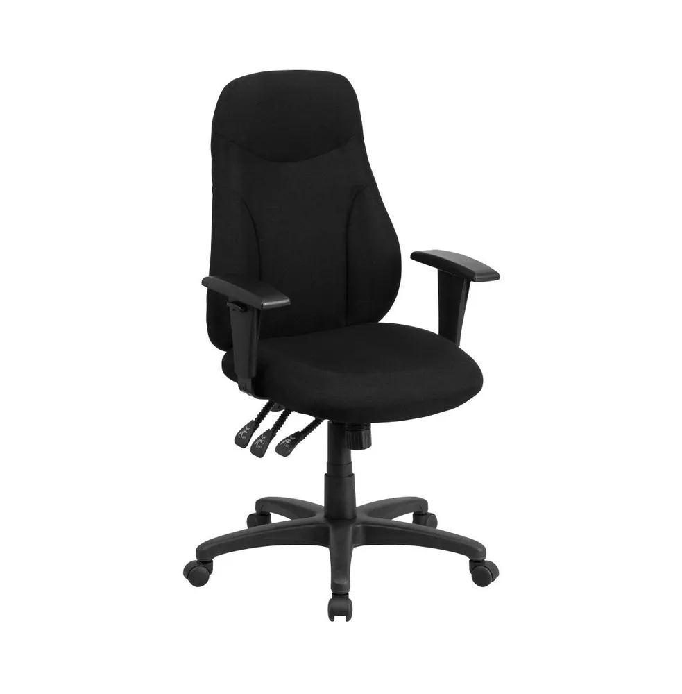 Emma+Oliver High Back Fabric Multifunction Swivel Ergonomic Task Office Chair With Adjustable Arms