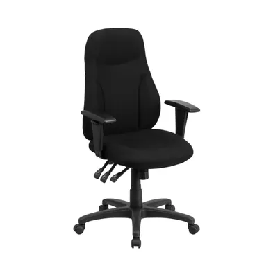 Emma+Oliver High Back Fabric Multifunction Swivel Ergonomic Task Office Chair With Adjustable Arms