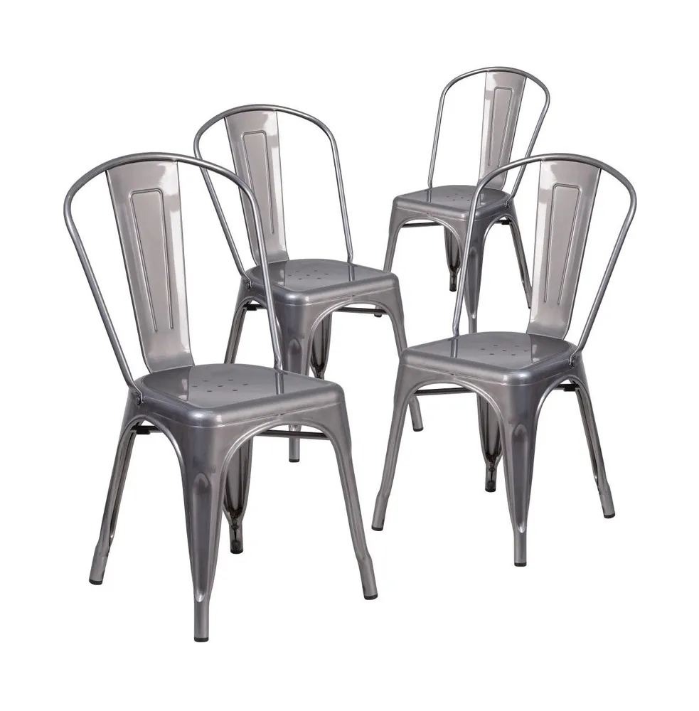 Emma+Oliver 4 Pack Metal Indoor Stackable Chair