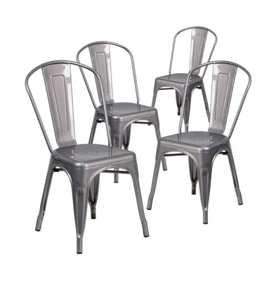 Emma+Oliver 4 Pack Metal Indoor Stackable Chair