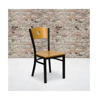 Emma+Oliver Wood Circle Back Metal Restaurant Dining Chair