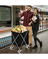 Costway Folding Shopping Cart Utility w/ Water-Resistant Removable Canvas Bag