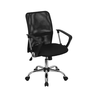 Emma+Oliver Mid-Back Mesh Swivel Task Office Chair With Lumbar Support Band And Arms