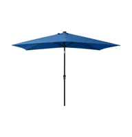 vidaXL Parasol with LEDs and Steel Pole Azure Blue 6.6'x9.8'