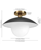 Hudson & Canal Alvia 14.5" Wide Semi Flush Mount with Metal, Glass Shade