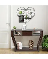 Modern Sofa Accent Table with Drawer Entryway Hallway Hall