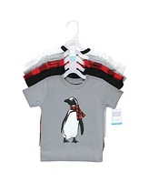 Hudson Baby Infant Boy Short Sleeve T-Shirts, Winter Penguin Moose