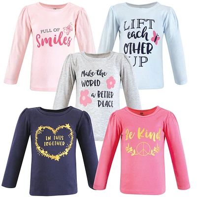 Hudson Baby Girls Long Sleeve T-Shirts, Cinnamon Pink Prints