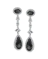 Bling Jewelry Black Cubic Zirconia Halo Long Pear Solitaire Teardrop Cz Statement Dangle Chandelier Earrings Pageant Party