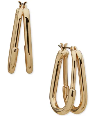 Anne Klein Gold-Tone Two Row Medium Hoop Earrings, 1.15"