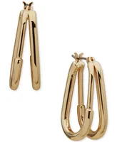 Anne Klein Gold-Tone Two Row Medium Hoop Earrings, 1.15"