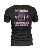 Women's Blue 84 Black Lsu Tigers 2023 Ncaa Men's Baseball College World Series Champions Schedule V-Neck Tri-Blend T-shirt