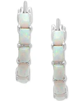 Lab-Grown Opal Small Hoop Earrings (7/8 ct. t.w.) in Sterling Silver, 0.61"