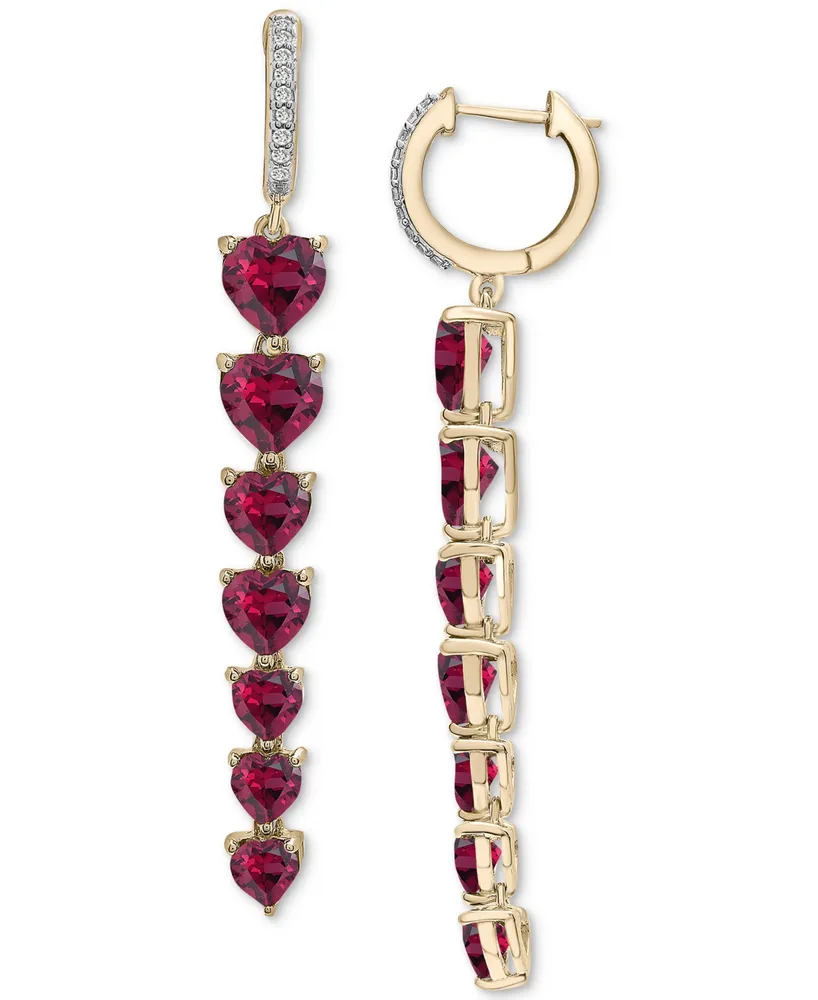 Garnet (8-3/8 ct. t.w.) & Lab-Grown White Sapphire (1/8 ct. t.w.) Linear Drop Earrings in 14k Gold-Plated Sterling Silver