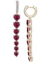 Garnet (8-3/8 ct. t.w.) & Lab-Grown White Sapphire (1/8 ct. t.w.) Linear Drop Earrings in 14k Gold-Plated Sterling Silver