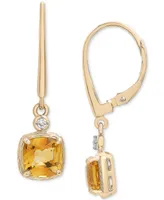 Citrine (3-1/20 ct. t.w.) & Lab-Grown White Sapphire (1/10 ct. t.w.) Leverback Drop Earrings in 14k Gold-Plated Sterling Silver