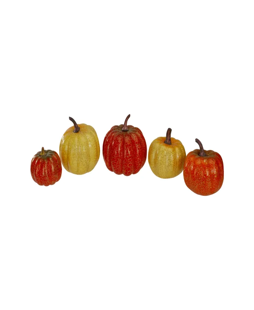 Set of 5 Artificial Fall Harvest Pumpkins Decorations 4"