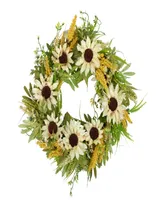 24" Beige Sunflowers Artificial Fall Harvest Wreath