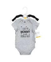 Hudson Baby Boys Cotton Bodysuits, Mom Dad Moon Back, 3-Pack