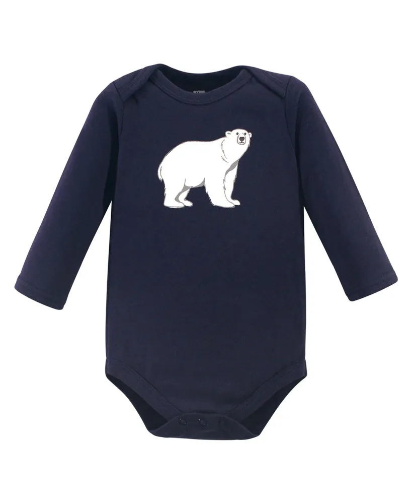 Hudson Baby Boys Cotton Long-Sleeve Bodysuits, Polar Bear, 3-Pack