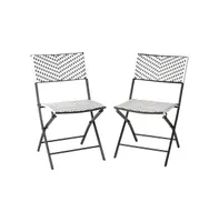 Emma+Oliver Ciel Set Of Two Folding Bistro Chairs In Pe Rattan With Metal Frames For Indoor And Outdoor Use