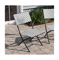 Ciel Set Of Two Folding Bistro Chairs Pe Rattan With Metal Frames For Indoor And Outdoor Use