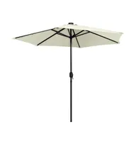 vidaXL Parasol with Led Lights and Aluminum Pole 106.3" Sand White