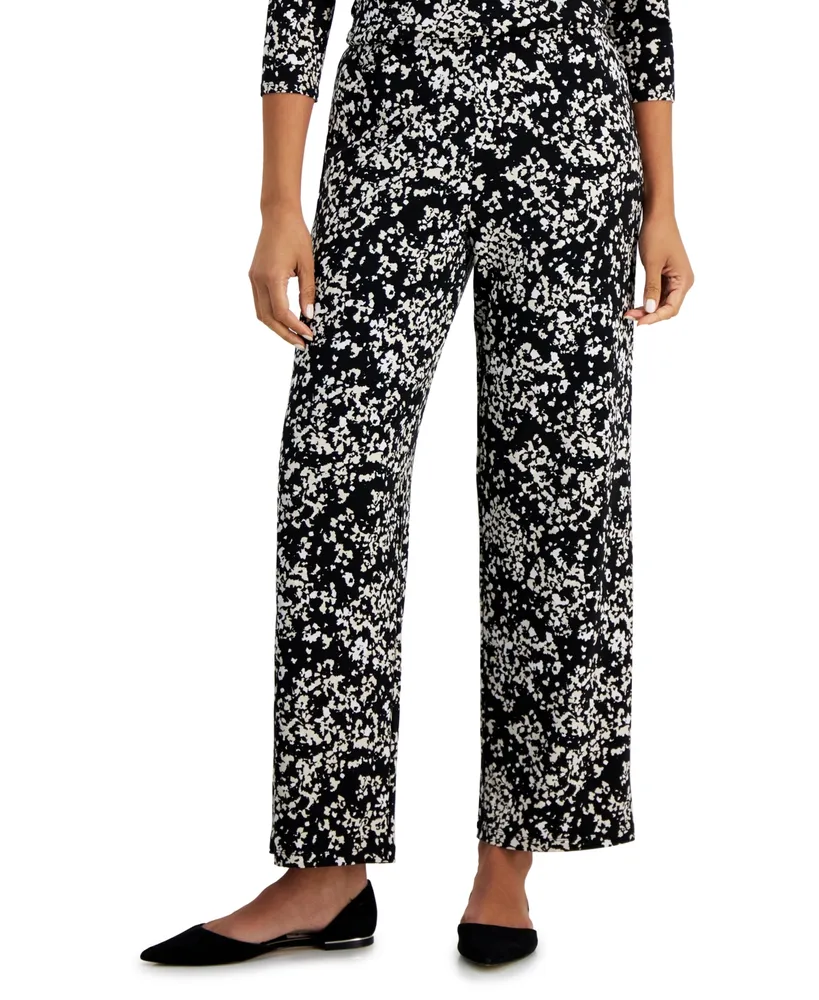 Jm Collection Women's Knit Dressing Printed Pull-On Pants, Created for Macy's