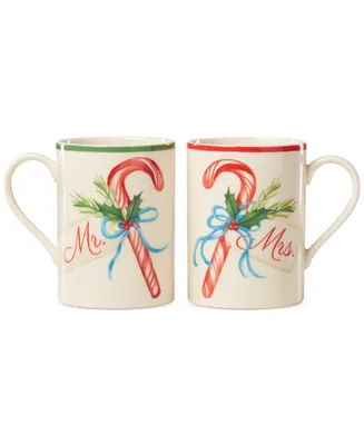 Lenox Mr & Mrs 2-Piece Porcelain Candy Cane Mug Set
