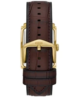 Fossil Men's Carraway Three-Hand Brown Genuine Leather Watch, 30mm