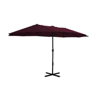 vidaXL Outdoor Parasol with Aluminum Pole 181.1"x106.3" Bordeaux Red