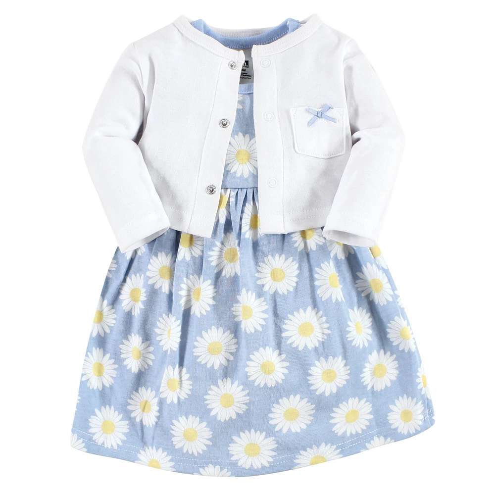 Hudson Baby Girls Cotton Dress and Cardigan Set