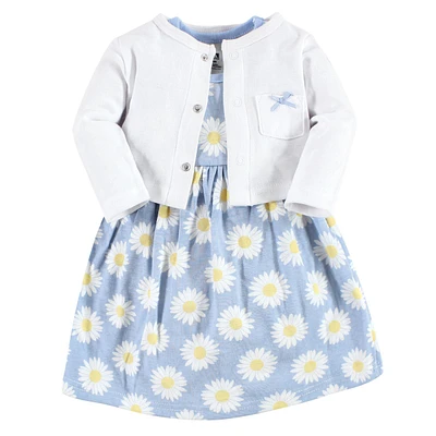 Hudson Baby Girls Cotton Dress and Cardigan Set